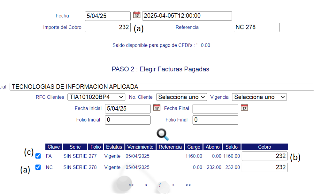 Como aplicar una nota de credito a un pago