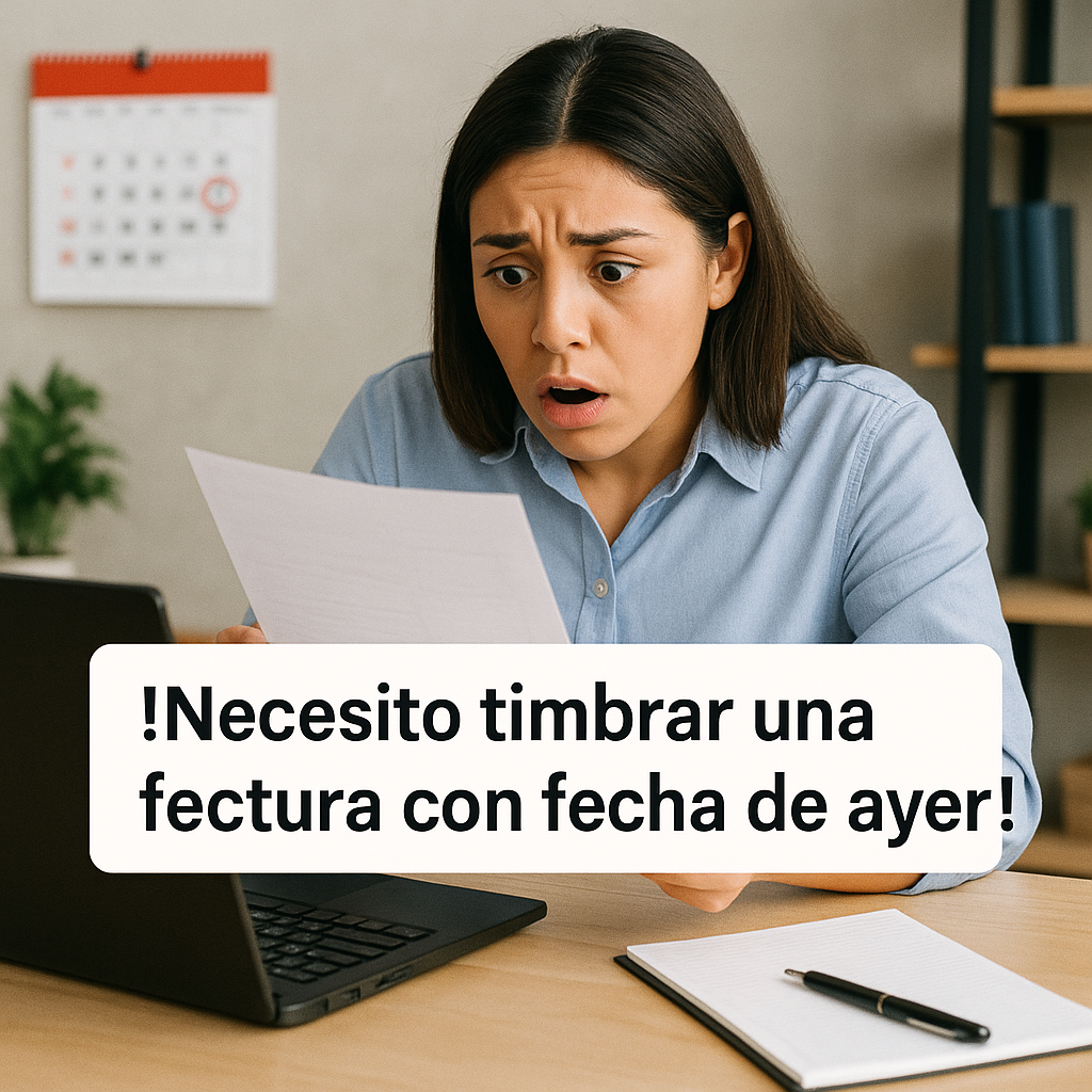 Necesito timbrar una factura con fecha de ayer
