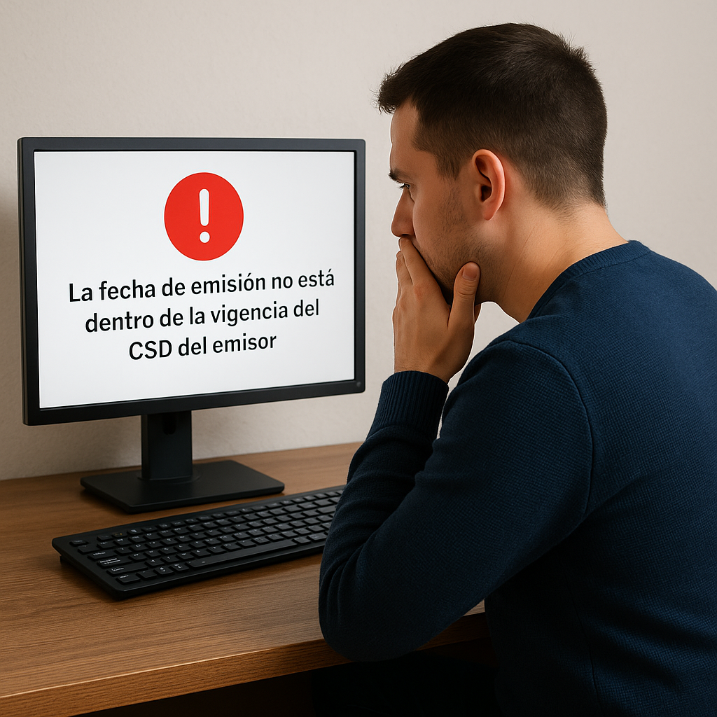 La fecha de emision no esta dentro de la vigencia del CSD del emisor